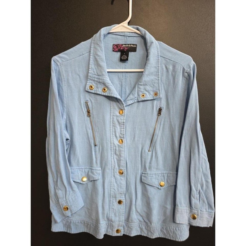 Peck & Peck Light Blue Utility Jacket Women's Size L